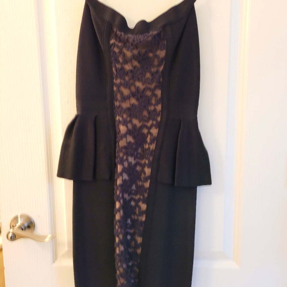Bebe peplum dress with lace front
